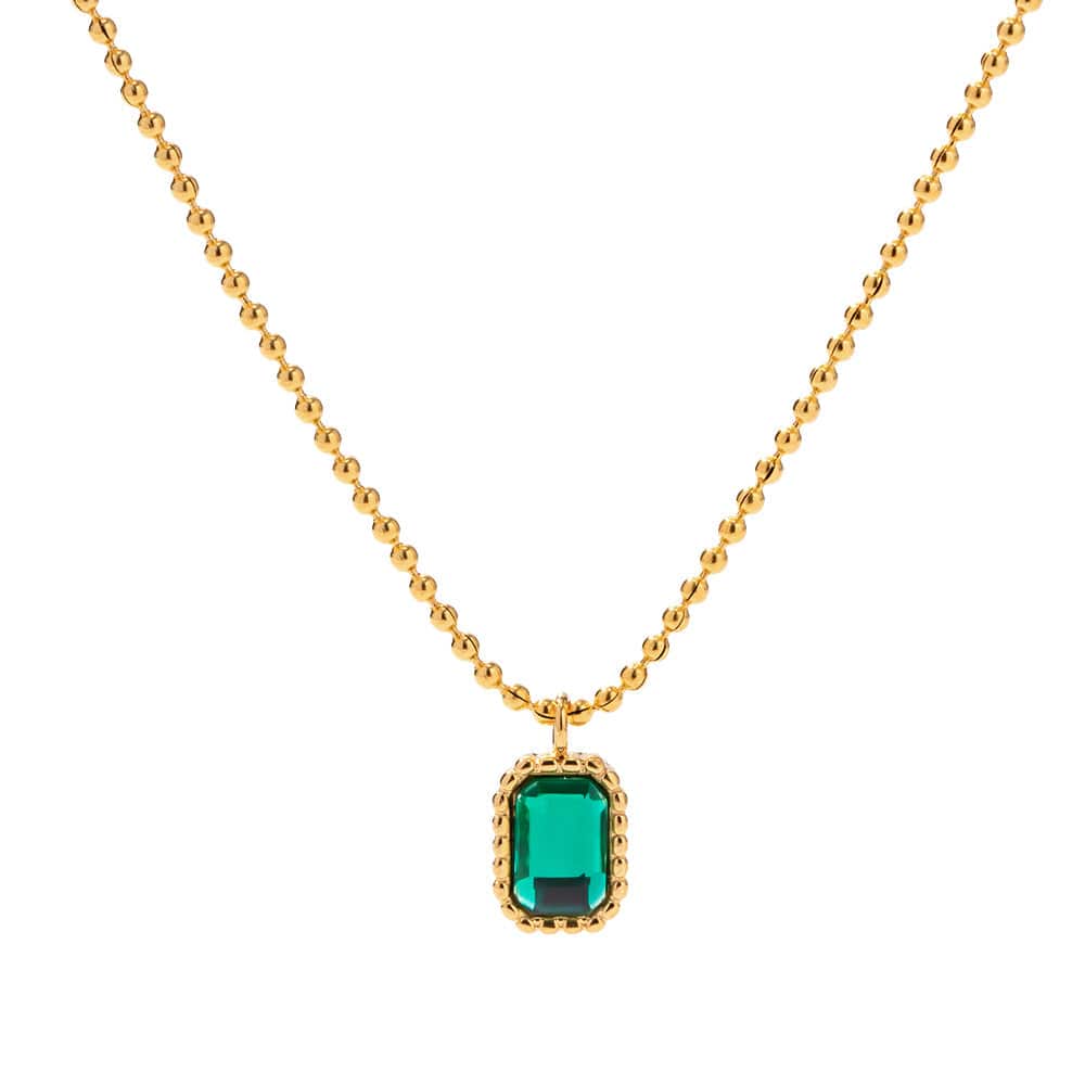 ELYSIA- GEMSTONE PENDANT NECKLACE- EMERALD GREEN BY MI AMORE HOUSE OF STYLES