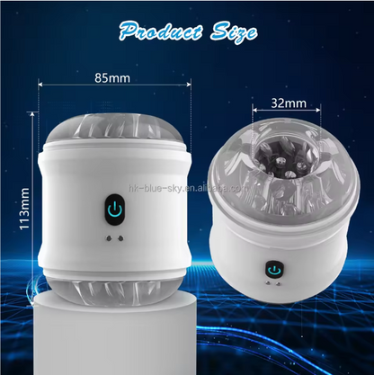 His Thunder- Vibrating Male Massager Cup & Penis Stroker- White