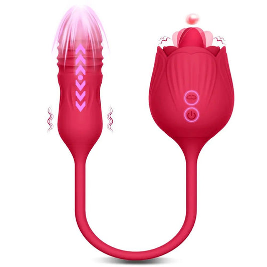 BELLE EXOTICS ROUGE 4 IN 1 LICKING AND THRUSTING ROSE