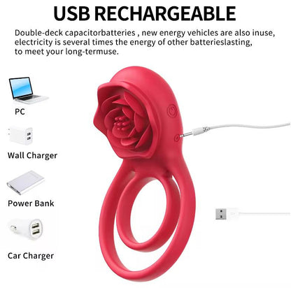 All Nighter- 3 in 1 Remote Controlled Vibrating Male Ring- Red