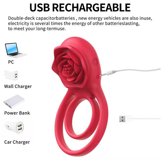 All Nighter- 3 in 1 Remote Controlled Vibrating Male Ring- Red