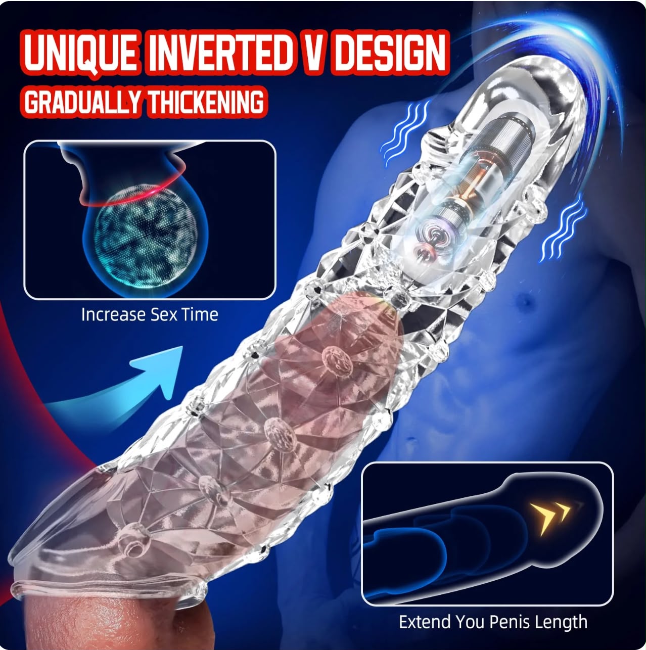 Alpha- Vibrating Penis Sleeve & Condom- One Size