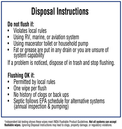 Clean Comfort Flushable Wipes by Equate, 48-count pack of fresh-scented, hypoallergenic wipes made with 100% plant-based fibers.