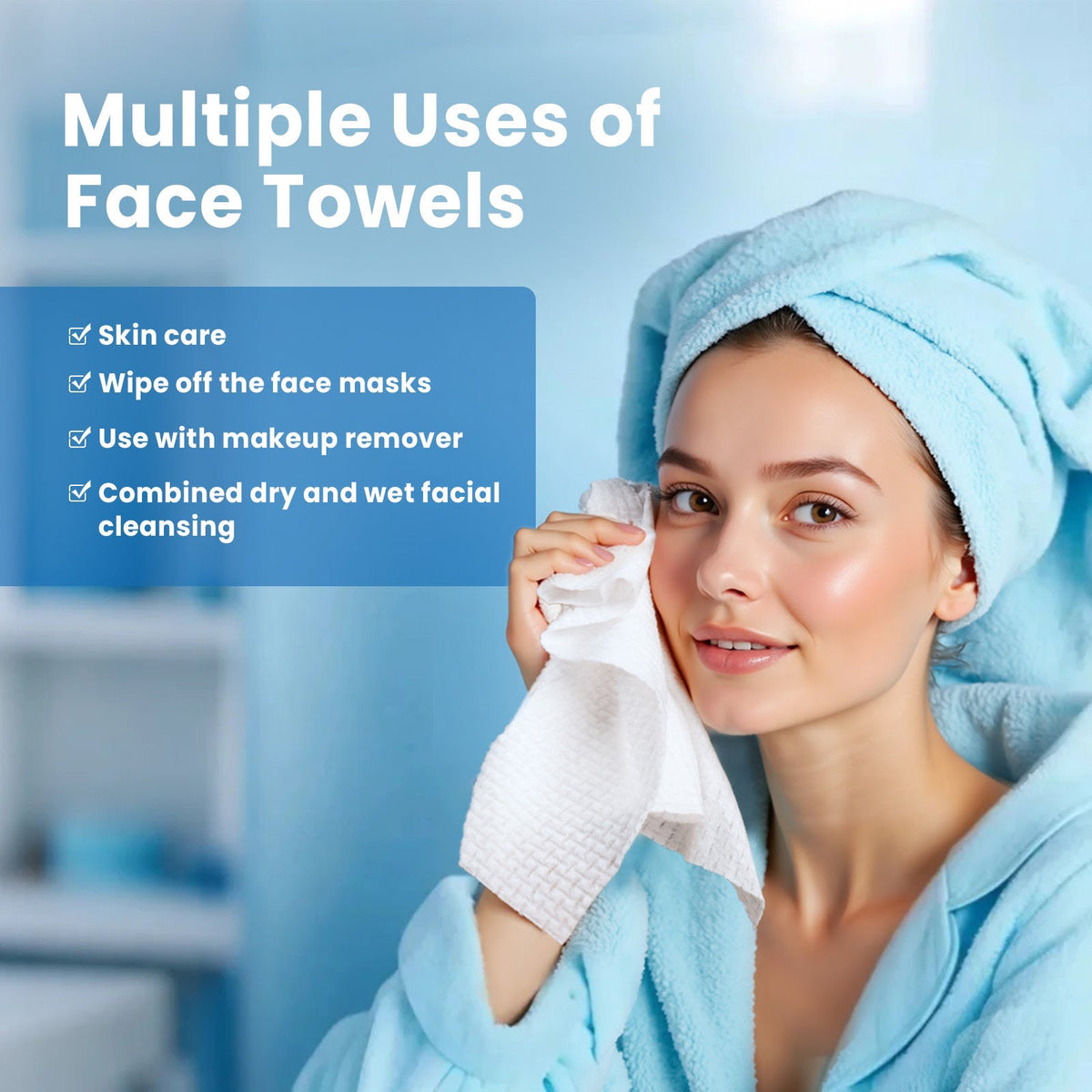 Shop IsleAura & Co Soft Touch XL Facial Towels, 50 count. Ultra-soft, thick disposable face towels made with 100% USDA Certified Biobased material for your daily skincare routine.