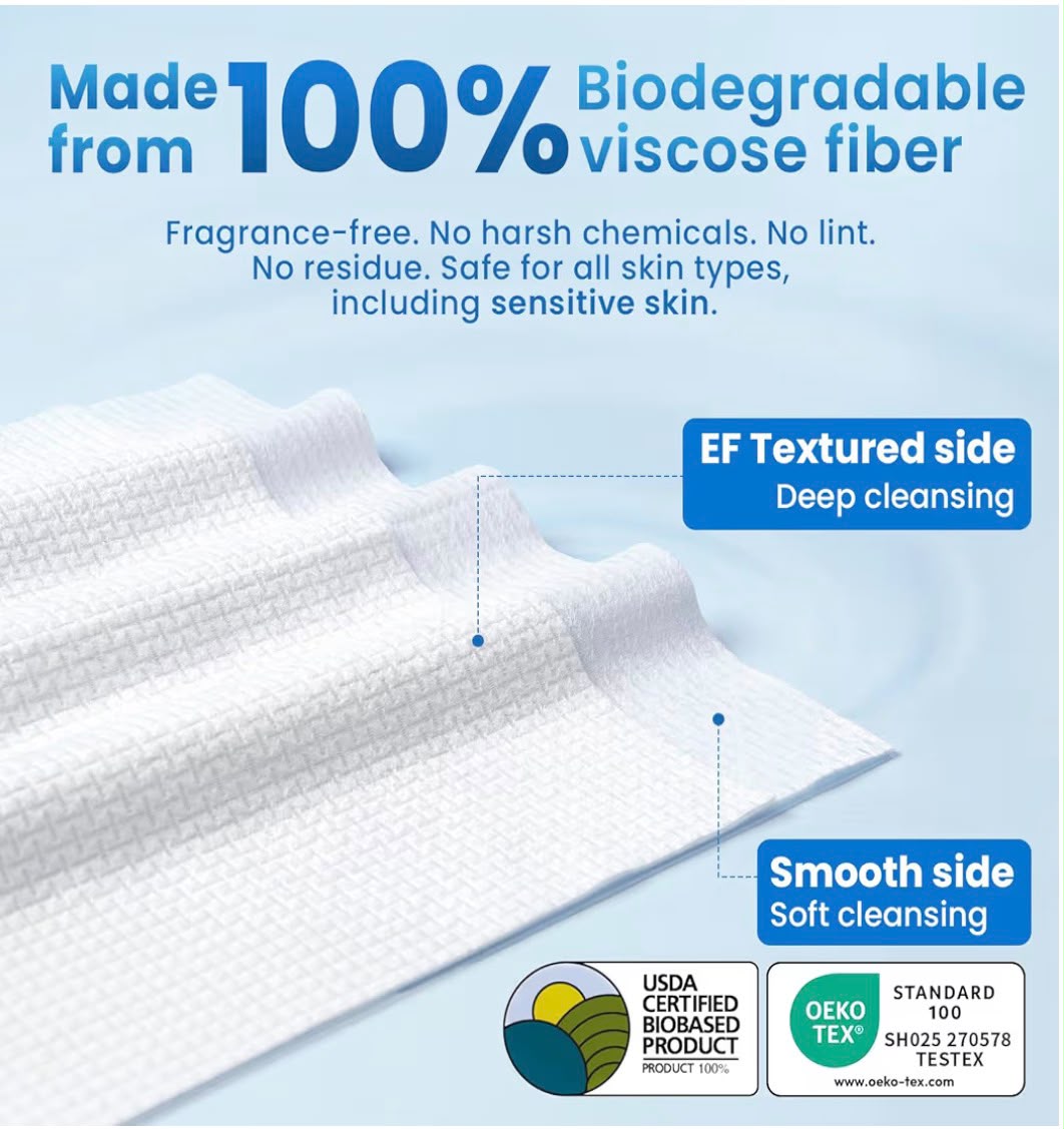 Shop IsleAura & Co Soft Touch XL Facial Towels, 50 count. Ultra-soft, thick disposable face towels made with 100% USDA Certified Biobased material for your daily skincare routine.