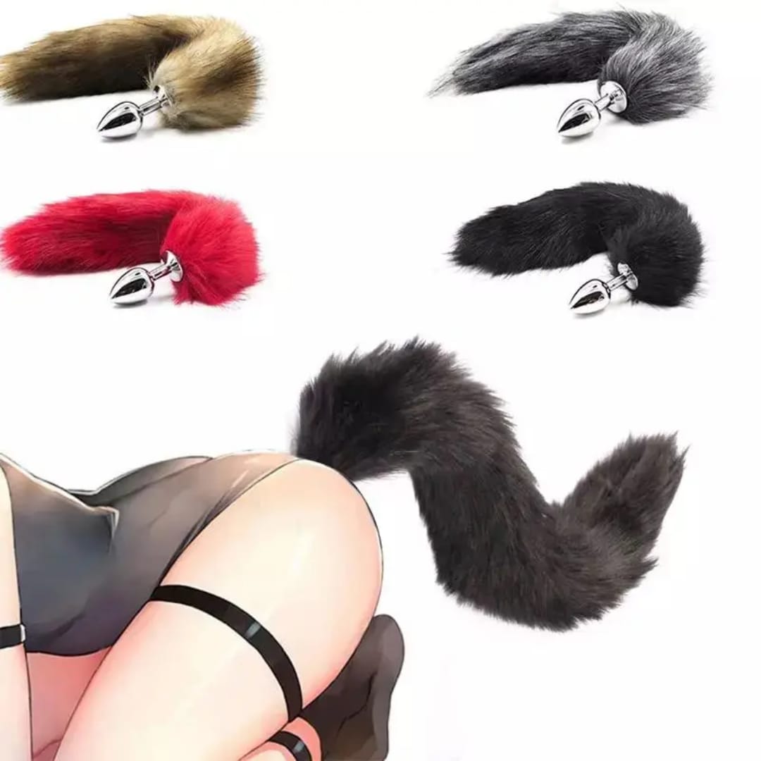 Sly Fox- Foxtail Anal Plug- Chrome (Pink)