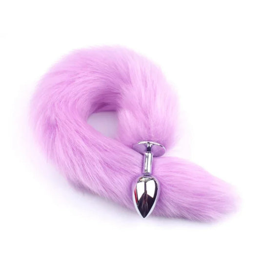 Sly Fox- Foxtail Anal Plug- Chrome (Purple)