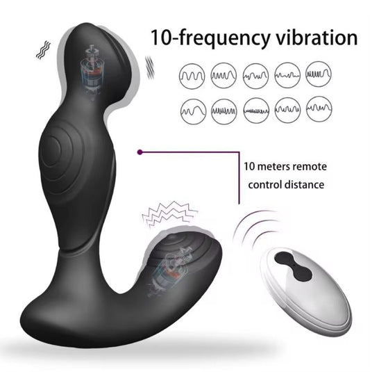 Jack & Jill- Unisex Remote Controlled Anal Massager- Black