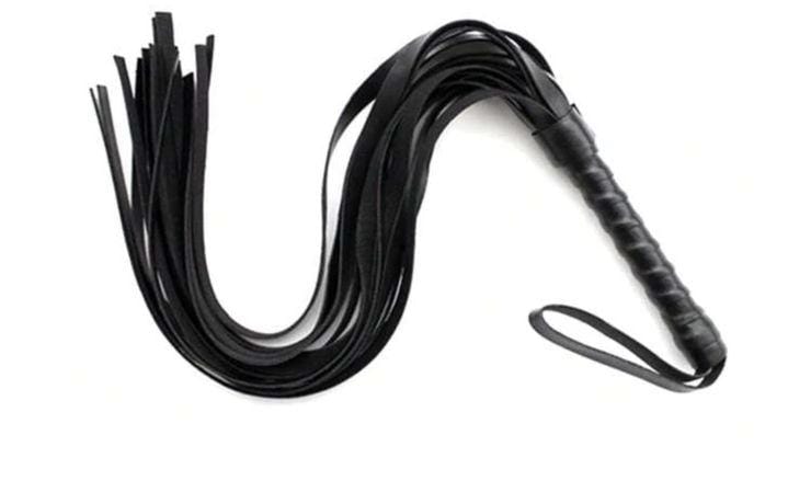 Belle Exotics BONDAGE SET SPANKS PLEASE LEATHER WHIP -  BLACK