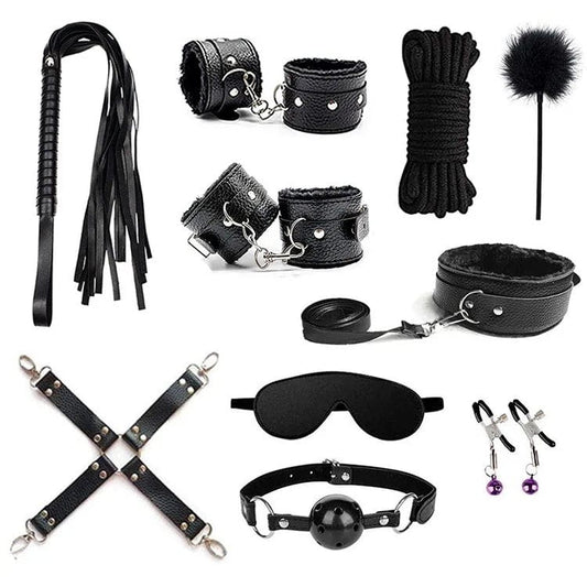 Belle Exotics BONDAGE SET LET'S BOND - 11 PIECE BONDAGE SET - PURPLE