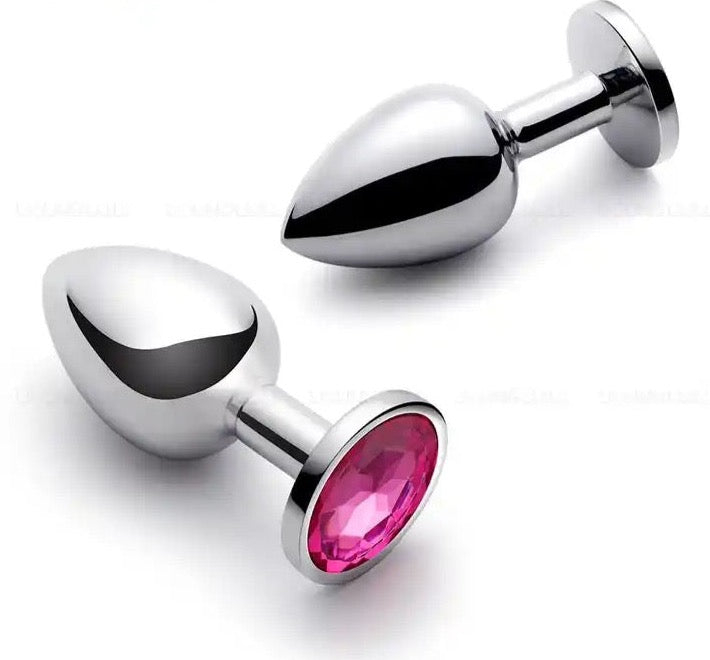 Belle Exotics Enterprises Limited CRYSTAL ME- CHROME METAL ANAL PLUG (MEDIUM)- PINK