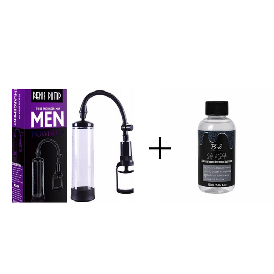 Belle Exotics Enterprises Limited
THE EXPANSION KIT- MANUAL PENIS PUMP + SILCONE BASE LUBRICANT 
Unleash your full potential and boost your confidence with our carefully curated range of male pumps, enhancers and lubricant.
