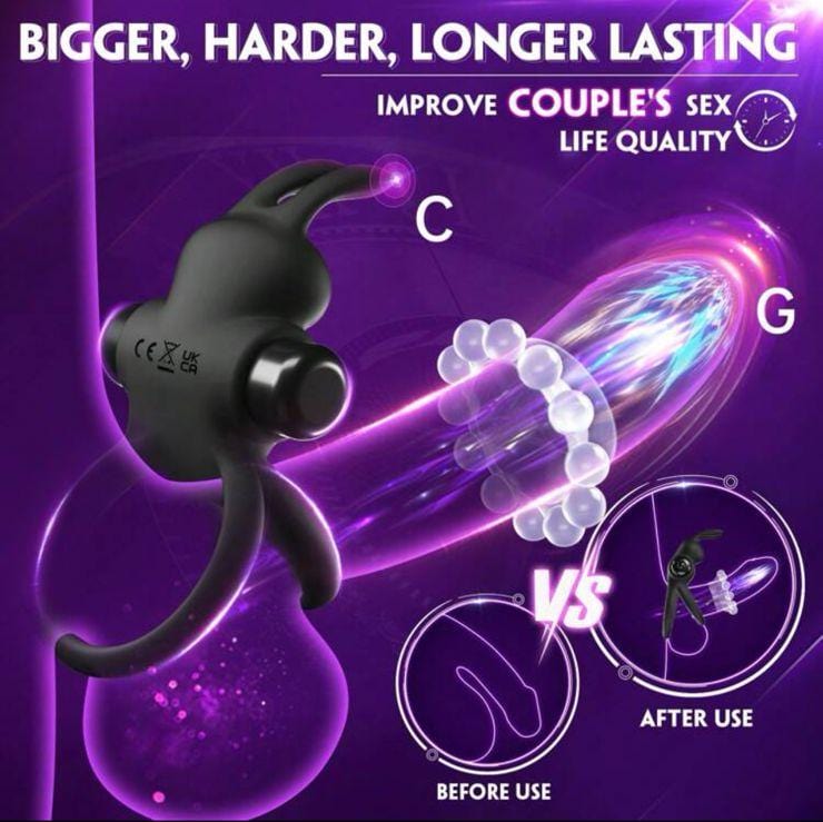 Belle Exotics MALE TOYS EROTIC -10 SPEED VIBRATING DUAL PENIS RING