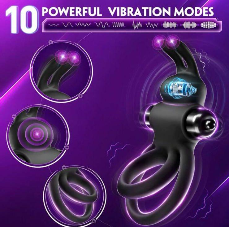 Belle Exotics MALE TOYS EROTIC -10 SPEED VIBRATING DUAL PENIS RING