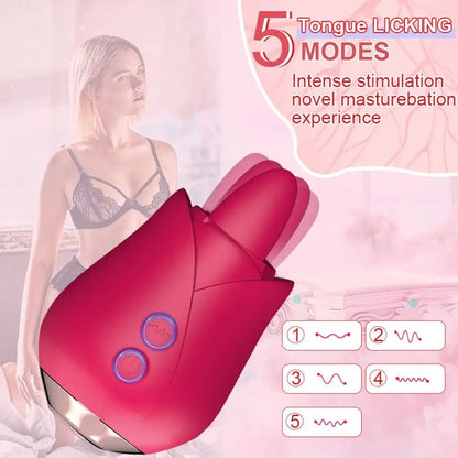 VIBRATORS LAVA TONGUE LICKING ROSE TOY VIBRATOR - ROSE RED- BELLE EXOTICS-TRINIDAD AND TOBAGO-Discover Pleasure and Style with Belle Exotics Vibrator Collection - Empowering Intimacy in Trinidad and Tobago, Jamaica, Barbados, Guyana, Bahamas, USA, and Canada