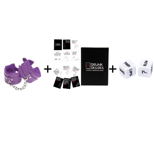 Naughty Game Night Bundle- Adult Drinking Game + Action Dice + Handcuffs