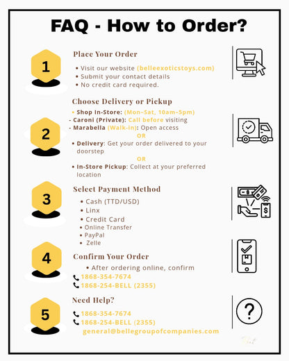 How to order online from Belle Exotics adult toys and wellness store in Trinidad and Tobago, step-by-step shopping guide