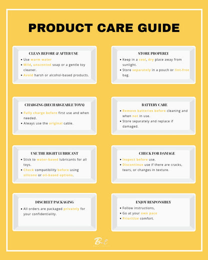 Product care instructions for Belle Exotics adult toys in Trinidad and Tobago, how to clean and maintain toys safely