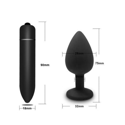 PLEASURE ME ANAL PLUG & VIBRATOR BUNDLE (SMALL) - BLACK - Belle Exotics