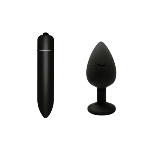 PLEASURE ME ANAL PLUG & VIBRATOR BUNDLE (SMALL) - BLACK - Belle Exotics