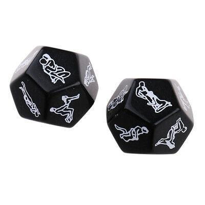 FUN TIME-BLACK SEX POSITION DICE PAIR - BLACK - BELLE EXOTICS