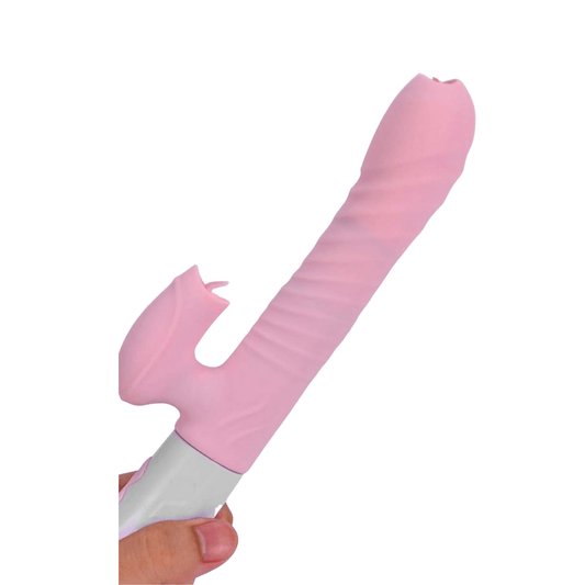 DRIPPING THRUSTING RABBIT VIBRATOR - PINK-Discover Pleasure and Style with Belle Exotics Vibrator Collection - Empowering Intimacy in Trinidad and Tobago, Jamaica, Barbados, Guyana, Bahamas, USA, and Canada