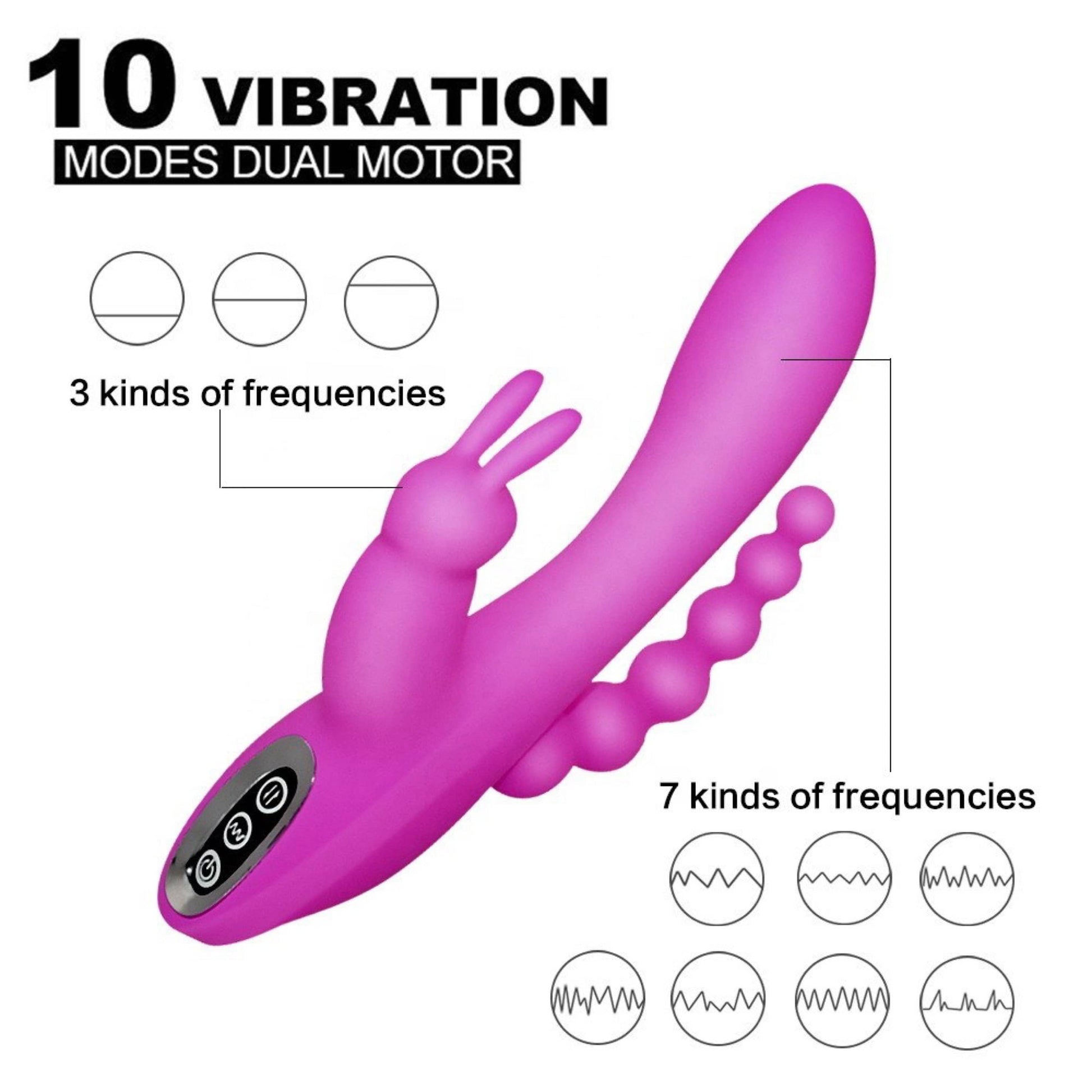 Belle Exotics Rabbits TRIPLE ACTION- ANAL, CLIT & G-SPOT STIMULATING RABBIT- PINK-TRINIDAD AND TOBAGO-Discover Pleasure and Style with Belle Exotics Vibrator Collection - Empowering Intimacy in Trinidad and Tobago, Jamaica, Barbados, Guyana, Bahamas, USA, and Canada