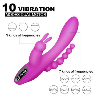 Belle Exotics Rabbits TRIPLE ACTION- ANAL, CLIT & G-SPOT STIMULATING RABBIT- PINK-TRINIDAD AND TOBAGO-Discover Pleasure and Style with Belle Exotics Vibrator Collection - Empowering Intimacy in Trinidad and Tobago, Jamaica, Barbados, Guyana, Bahamas, USA, and Canada