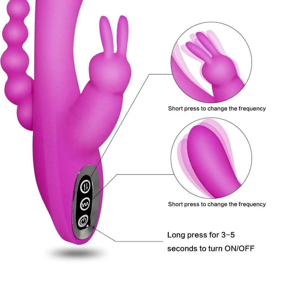 Belle Exotics Rabbits TRIPLE ACTION- ANAL, CLIT & G-SPOT STIMULATING RABBIT- PINK-TRINIDAD AND TOBAGO-Discover Pleasure and Style with Belle Exotics Vibrator Collection - Empowering Intimacy in Trinidad and Tobago, Jamaica, Barbados, Guyana, Bahamas, USA, and Canada