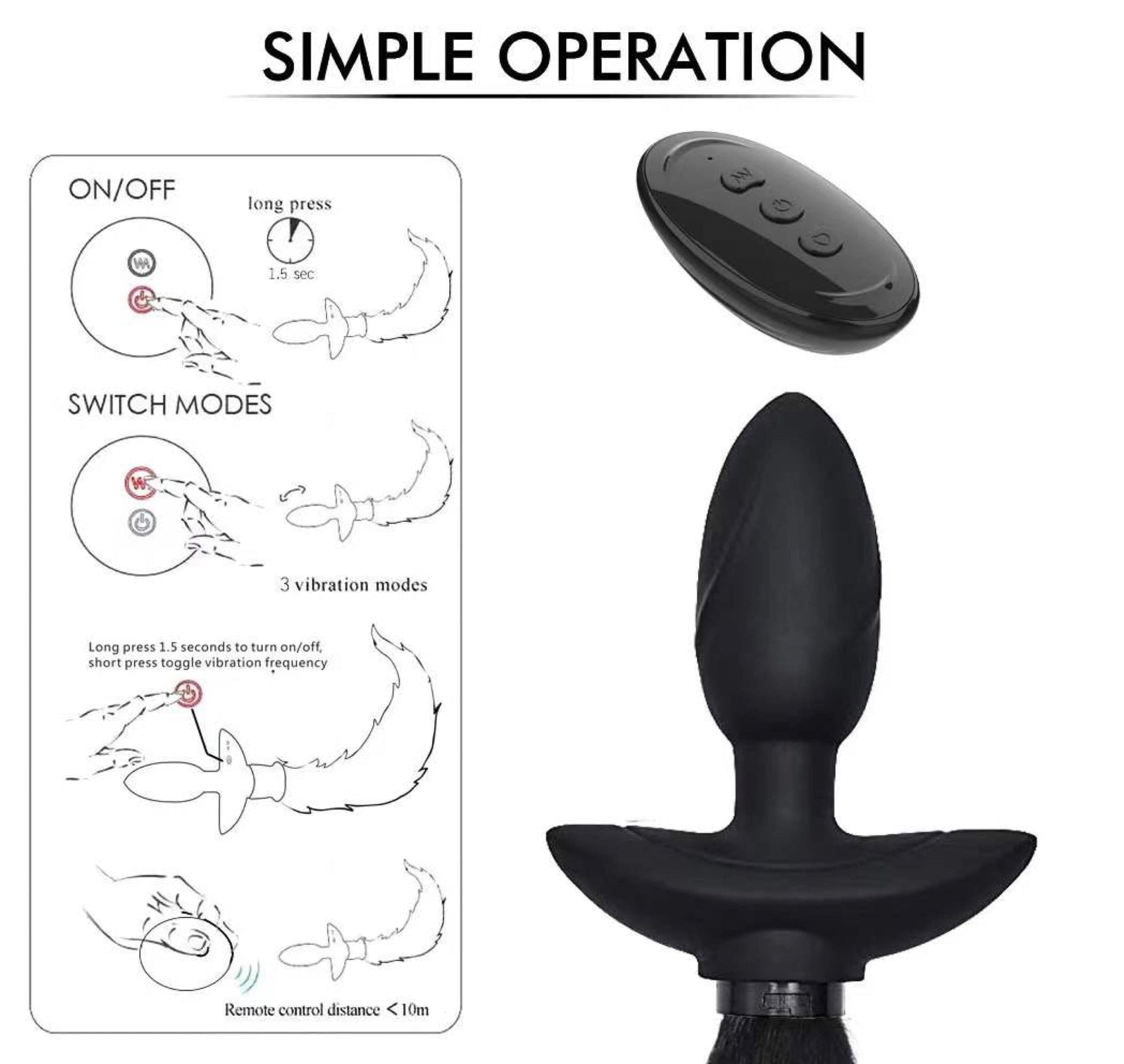 Belle Exotics TAIL GATE- VIBRATING & ROTATING ANAL PLUG -BLACK-TRINIDAD AND TOBAGO-Embark on a Sensual Adventure with Belle Exotics Anal Toys Collection - Embracing Pleasure in Trinidad and Tobago, Jamaica, Barbados, Guyana, Bahamas, USA, and Canada