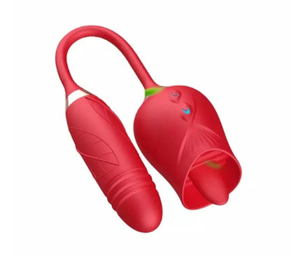 Belle Exotics VIBRATORS SANGRIA - 4 IN 1 THRUSTING & LICKING ROSE TOY VIBRATING PANTY- RED-TRINIDAD AND TOBAGO-Discover Pleasure and Style with Belle Exotics Vibrator Collection - Empowering Intimacy in Trinidad and Tobago, Jamaica, Barbados, Guyana, Bahamas, USA, and Canada